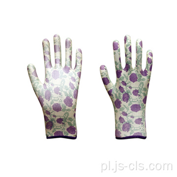 Garden Series Purple Printed poliestrowe rękawiczki ogrodowe